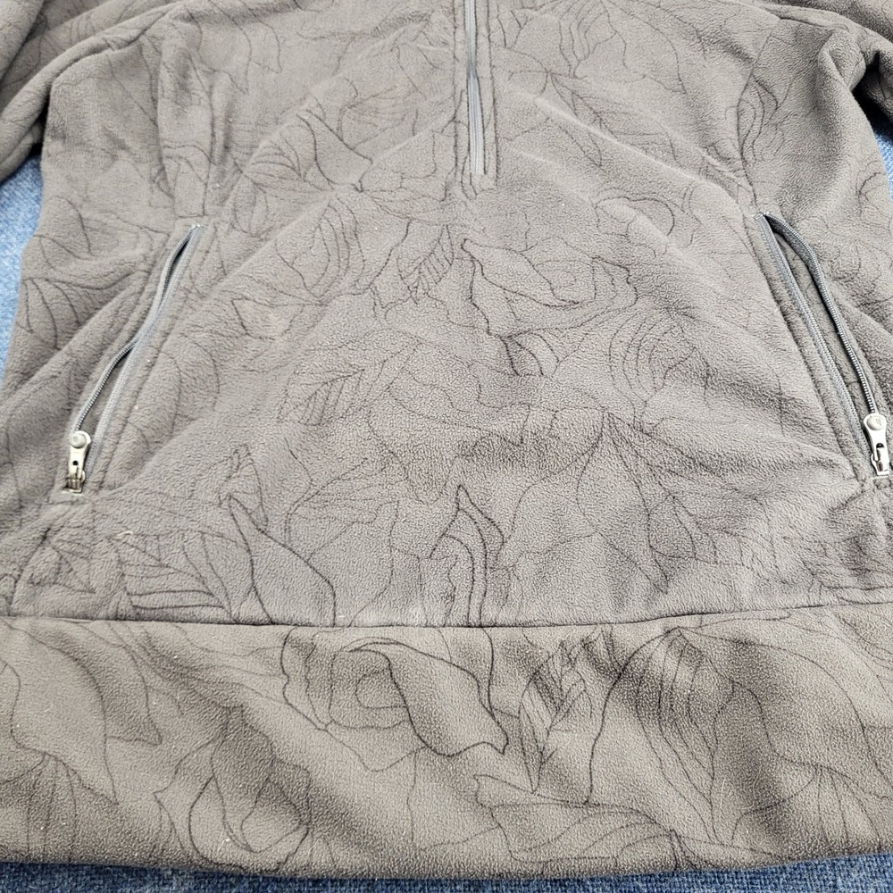 The North Face Womens Gray Floral Etched Quarter Zip Fleece Hoodie Size Medium - Picture 4 of 11
